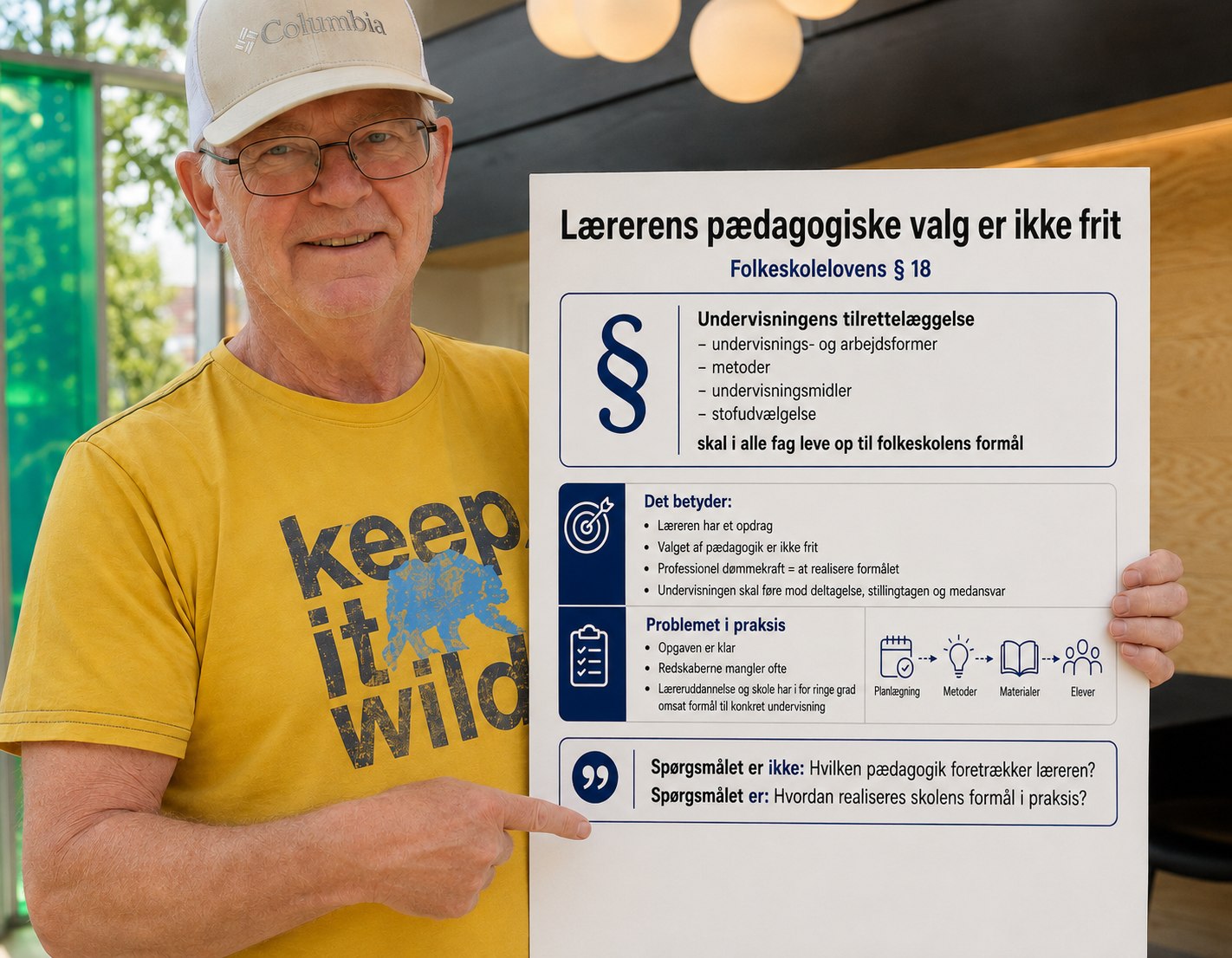 Carlo Grevy med oversigt over folkeskolelovens § 18 og skolens formål
