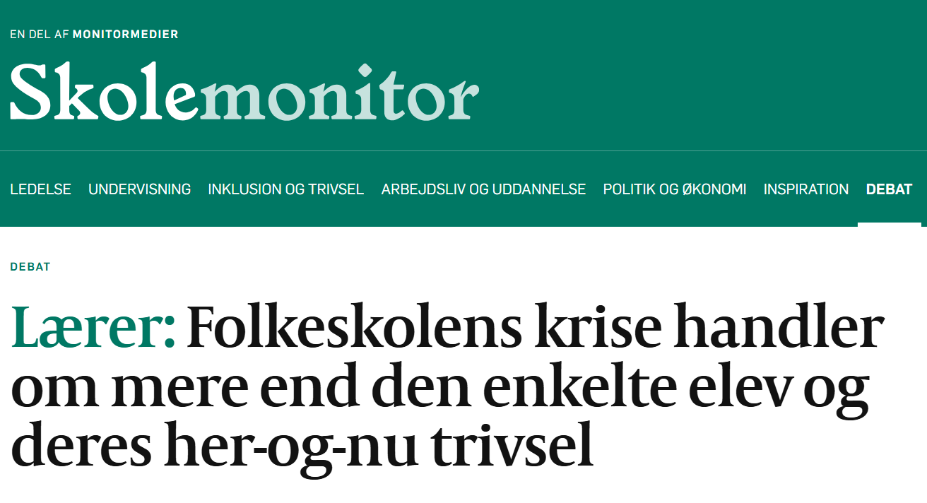 Rikke Johansens debatindlæg i Skolemonitor